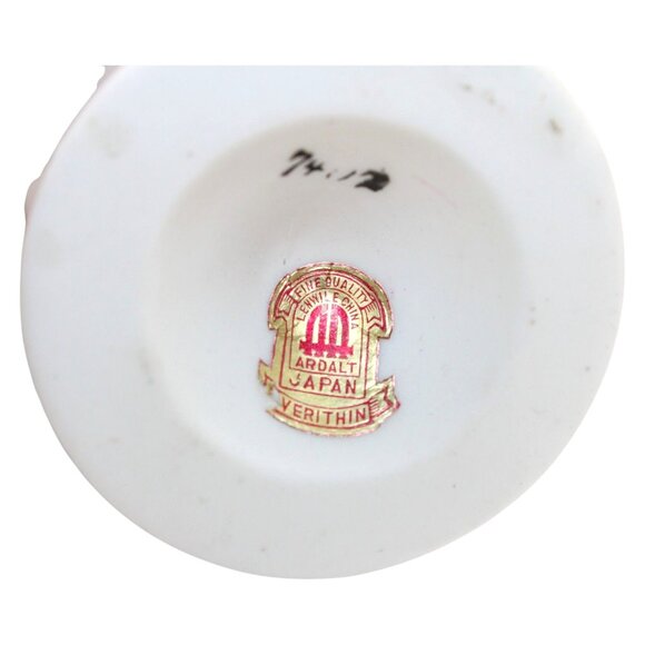 Ardalt Verithin Japan Porcelain Miniature Vase With Handle & Floral Embellishmen - Picture 8 of 9